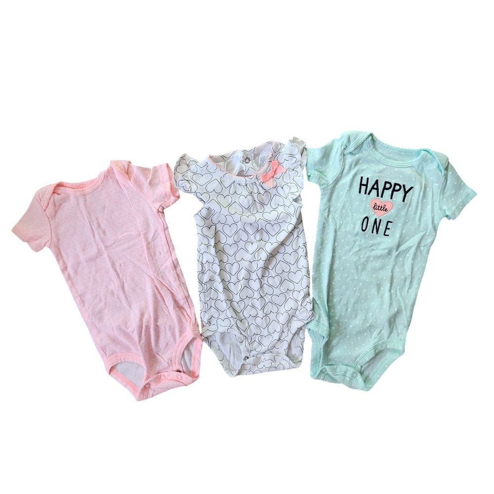 Just One You. by Carter's Girl's Set of 3 Short Sleeve Bodysuits Size 9 Months